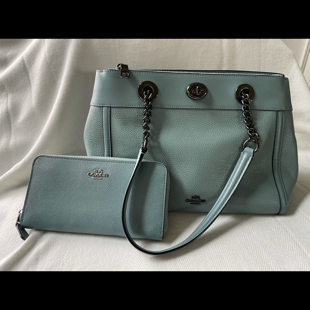 Coach Turnkey Edie Carryall Satchel and matching wallet